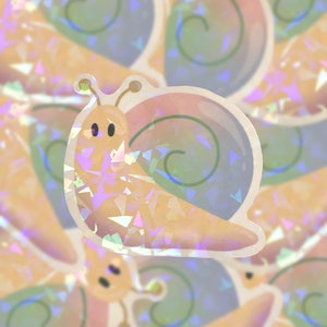 Pastel Holographic Snail Vinyl Sticker
