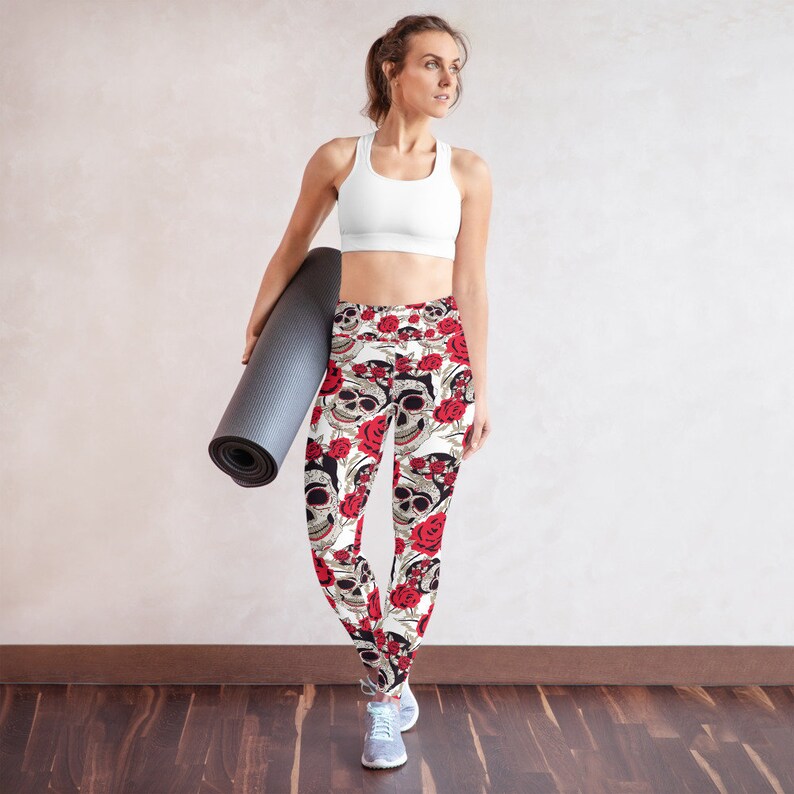 Day Of The Dead Frieda Skulls Yoga Leggings
