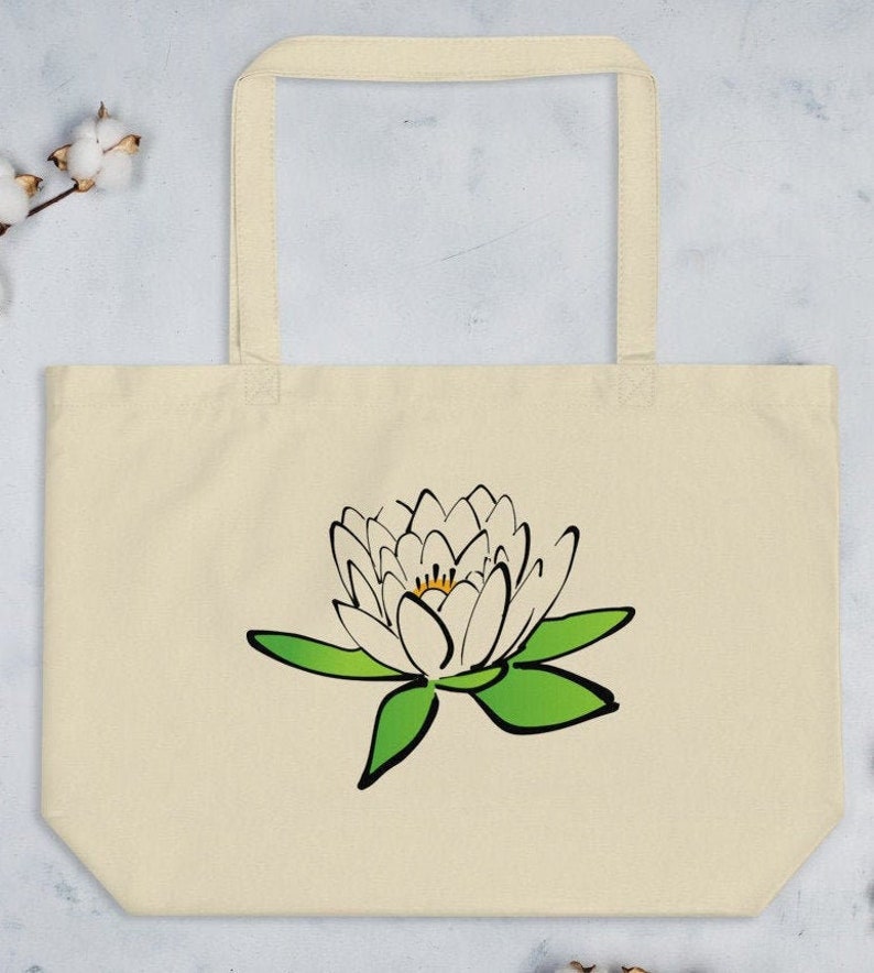 Lotus Flower Large Organic Tote Bag