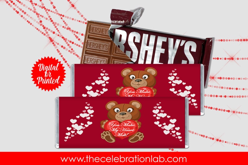 Instant Download Custom Hershey Bar Wrapper Valentine/'s Day Candy Template Custom Chocolate Bar | Valentine/'s Day Candy Bar Label
