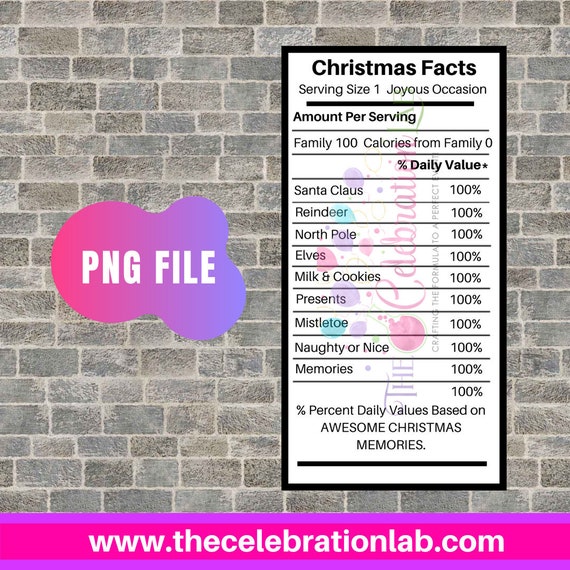Pre Filled Christmas Nutrition Facts Nutrition Facts PNG Etsy
