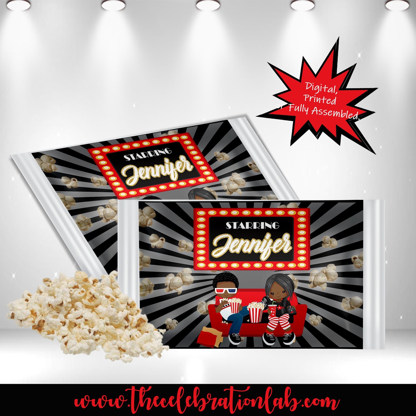 Custom Microwave Popcorn Wrapper Labels Movie Theater Etsy
