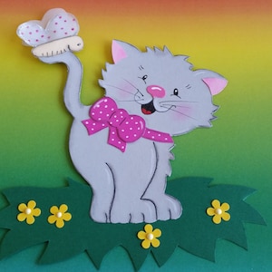 Gatinhos de papelão com imagem de janela
