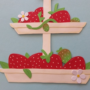 Fensterbild Tonkarton Erdbeeren Etagere Sommer