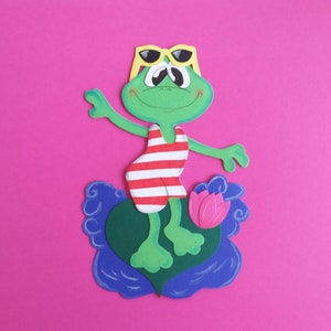 Fensterbild Tonkarton surfender Frosch
