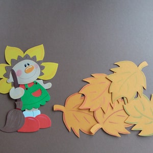 Image de fenêtre argile carton feuilles gnomes automne