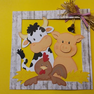 Moldura de animais de fazenda de papelão de argila para imagem de janela
