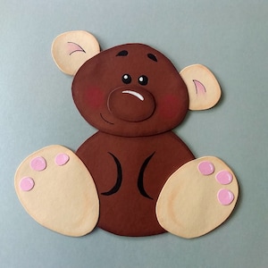 Fensterbild Tonkarton Bär knuffig cute