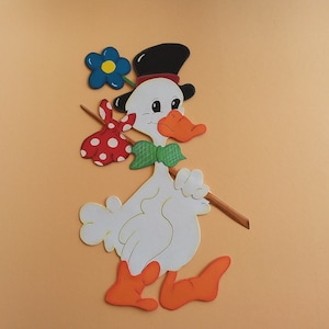 Fensterbild Tonkarton Gans im Glűck