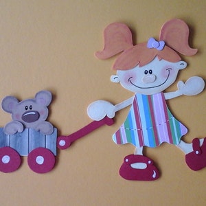 Tableau de fenêtre promenade en carton avec ours en peluche