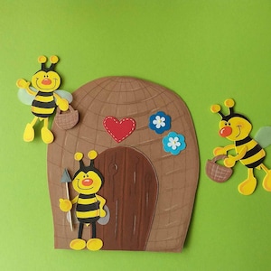 Fensterbild Tonkarton Bienenstock 3 teilig