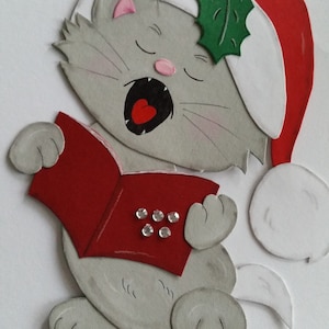 Fensterbild Tonkarton Katze Weihnachten