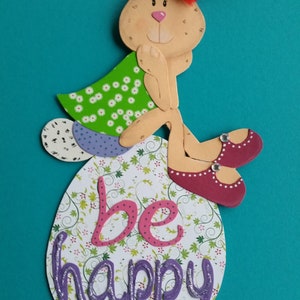 Fensterbild Tonkarton Hase be happy
