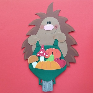 Image de fenêtre en carton hérisson à la récolte