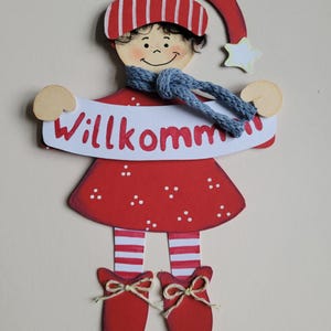 Panneau de porte fille gnome pour Noël