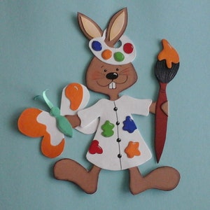 Fensterbild Tonkarton Maler Hase