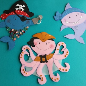 Fensterbild Tonkarton Piraten Fische