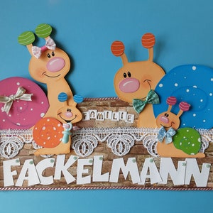 Türschild personalisiert Schnecken Wunscherfüllung
