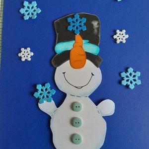 Image de fenêtre en carton chouette et bonhomme de neige