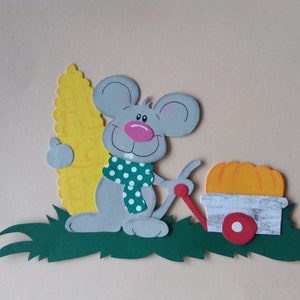 Fensterbild Tonkarton Maus mit Maiskolben