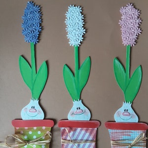 Fensterbild Tonkarton Frühlingsblumen Hyacinthen