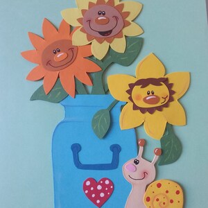 Fensterbild Tonkarton Sonnenblumen