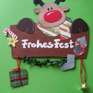 Tableau de fenêtre panneau de porte en carton renne Noël