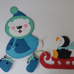 Imagem de janela de papelão inverno urso polar pinguim trenó