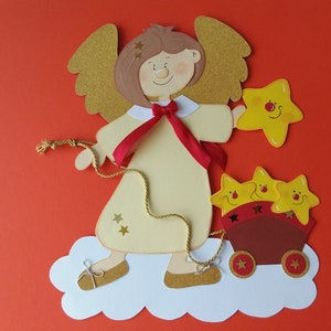 Fensterbild Tonkarton Weihnachten Engel Stern