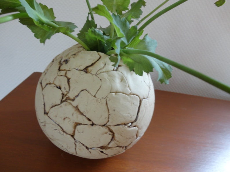 Vase, Keramik, Kugelvase, 17 cm , Patchwork Bild 2