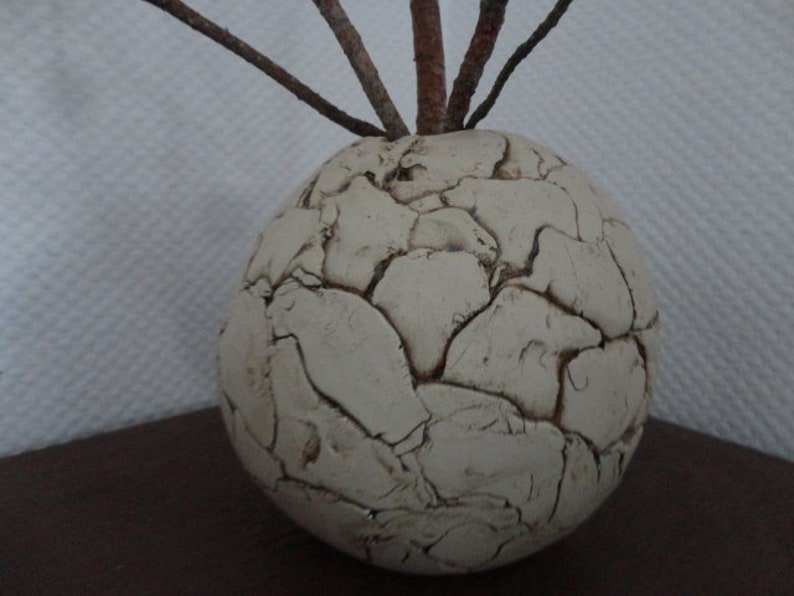 Vase, Keramik, Kugelvase, 17 cm , Patchwork Bild 4