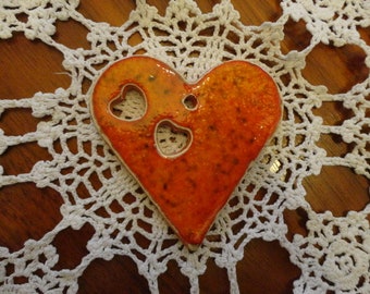Ceramic heart, common, double heart, red or green