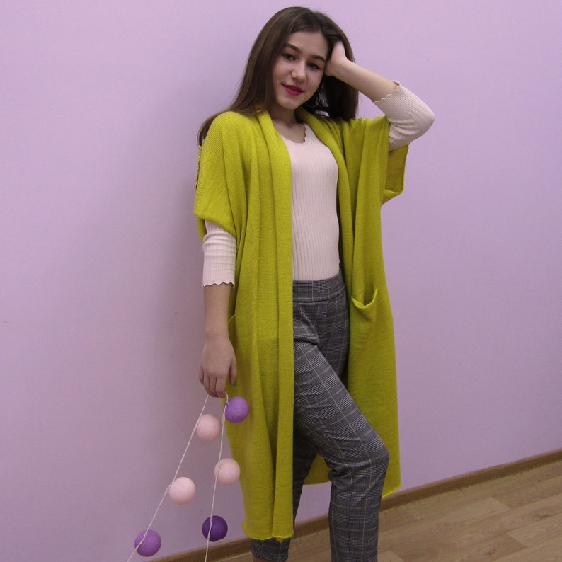 Mustard duster cardigan long sleeveless Etsy