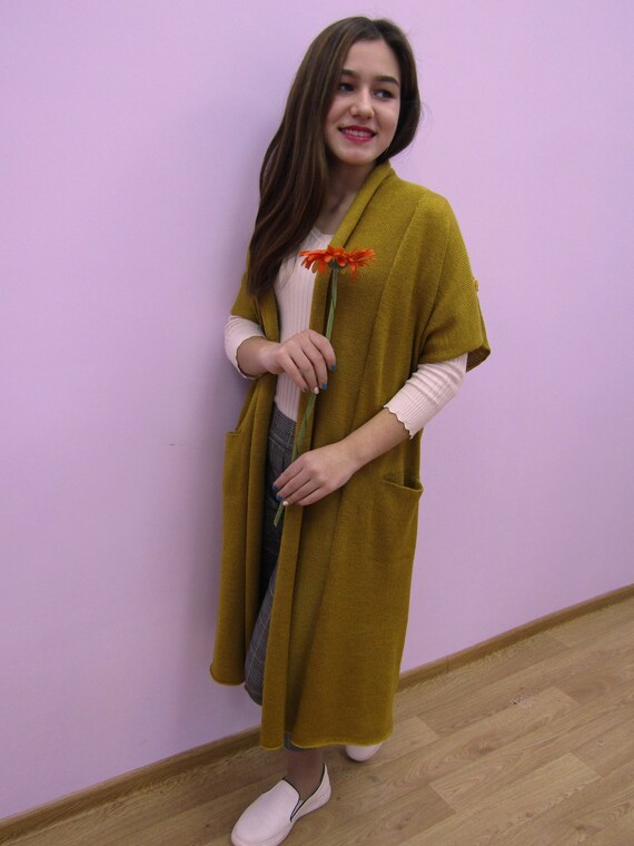 yellow duster cardigan
