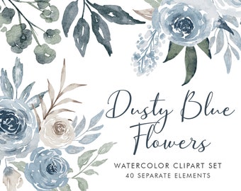 Blue Flowers Clipart Etsy