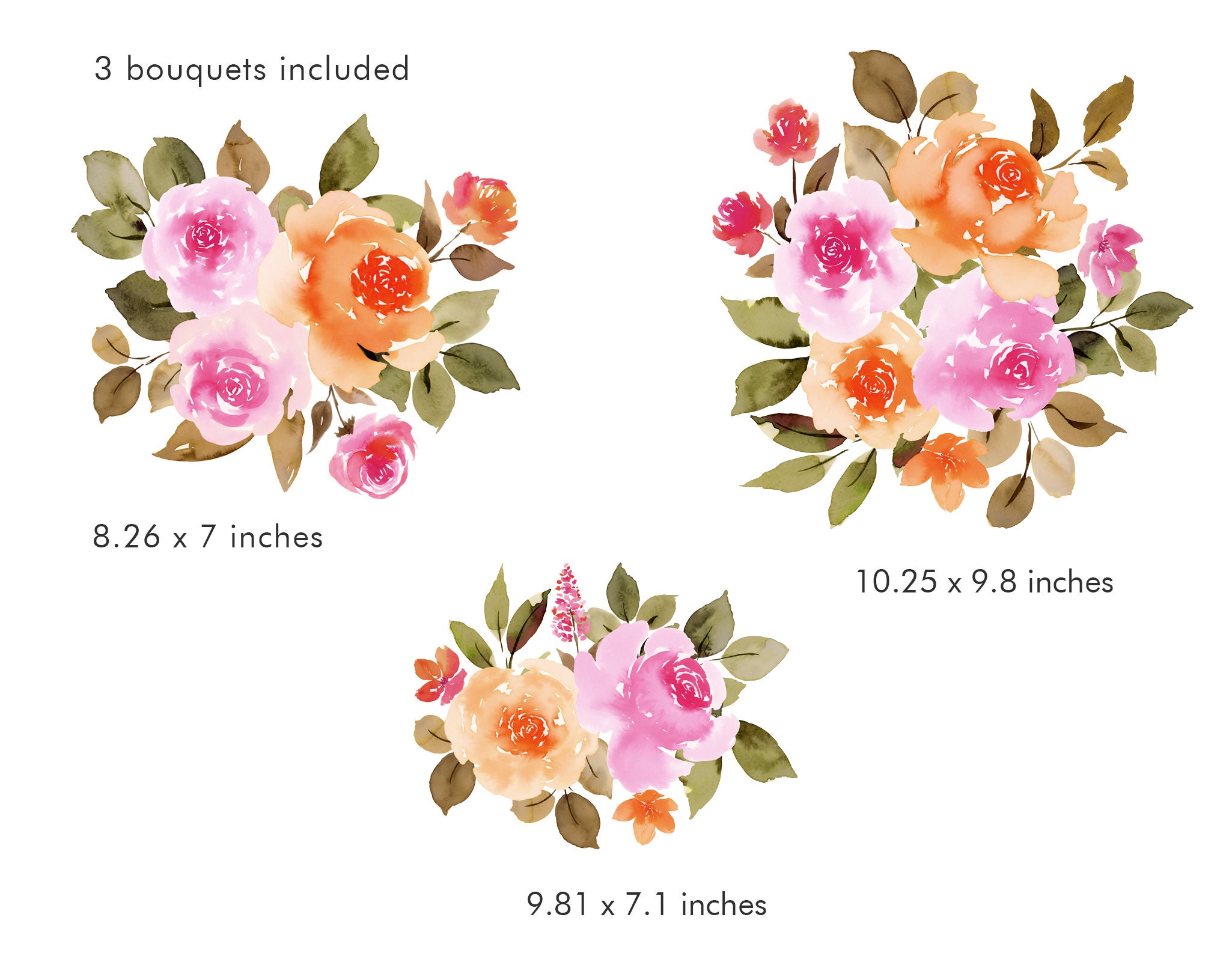 Burnt Orange Flowers Watercolor Roses Clipart Commercial Use Etsy