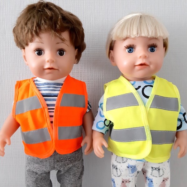 Doll clothes, high-visibility vests, safety vests, leisure vests for dolls and teddy bears 40-45 cm (17-18 inches), custom-made available