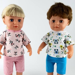 Doll clothes, animal t-shirts for dolls, panda and koala, size 40-45 cm (17-18 inches)