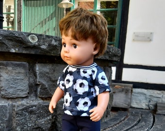 Ropa para muñecas, camisetas de fútbol para muñecas, balones 3D para aficionados al fútbol, talla 40-45 cm, color antracita.