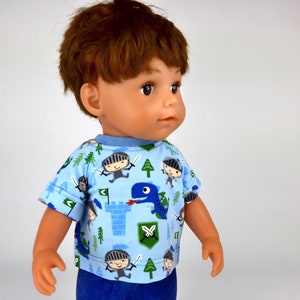 Doll clothes, doll shirt, T-shirt for dolls size 40-43 cm, knights and dragons