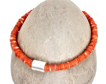 Coral necklace with silver