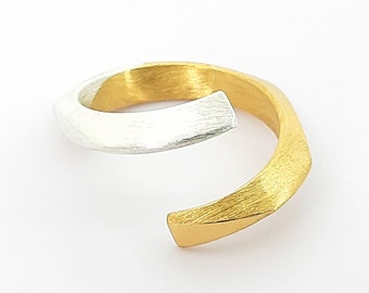 Ring snake ring silver with gold