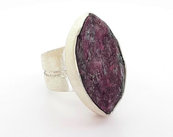 Silver ring with ruby