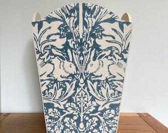 Blue Waste paper bin with William Morris print Brer Rabbit