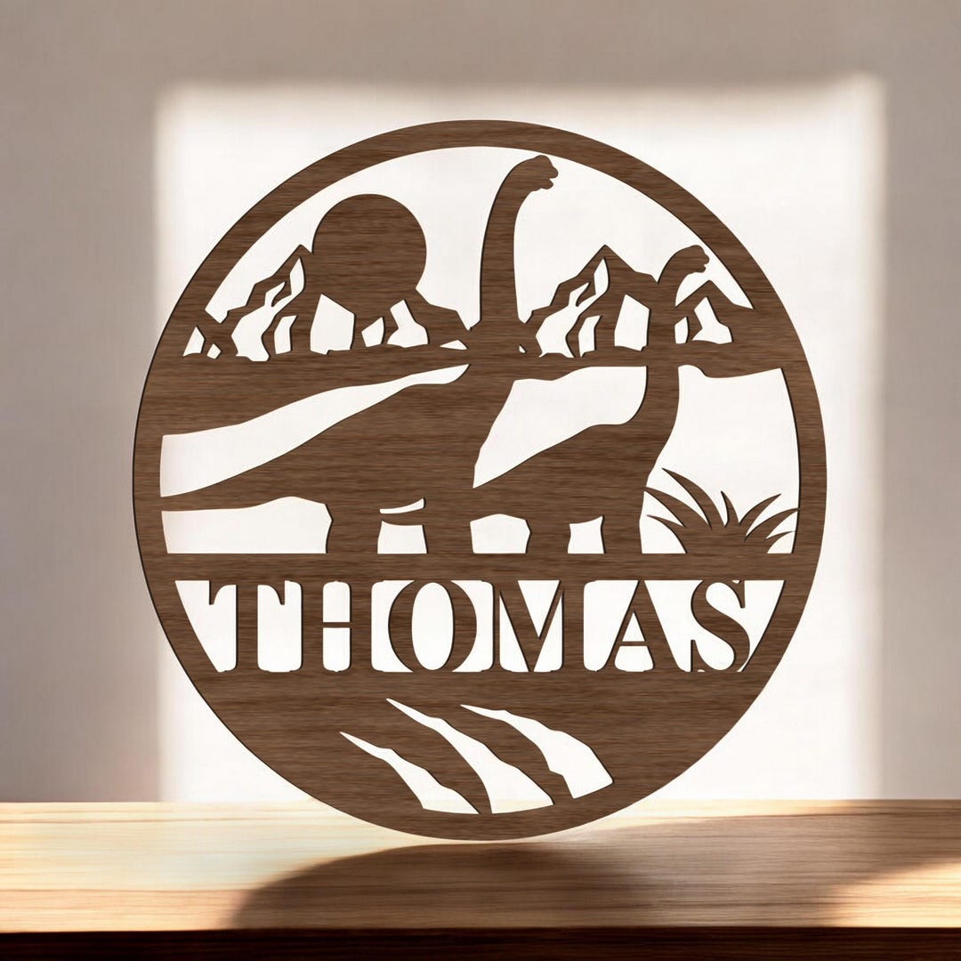 Custom Brontosaurus Wooden Sign Personalized Dinosaur Décor, Laser-cut ...