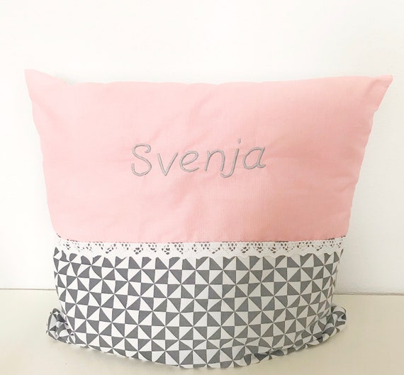 From 2190 Euro Pillow Embroidered With Name Name Cushion Etsy