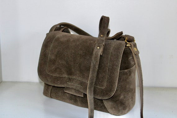 Sage leather and suede shoulder bag