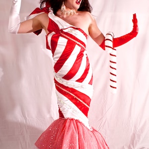 candy cane dress for ladies Women's Candy Cane Lane Sequin V Neck Dress | Festive Holiday Dress | High Strength & Durable Material with Stretch | Red/Silver