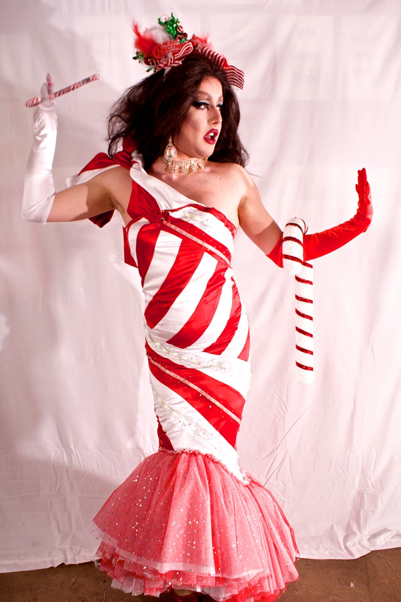 Drag Queen LIGHT UP Candy Cane Costume One Size Only Shoes NOT Included