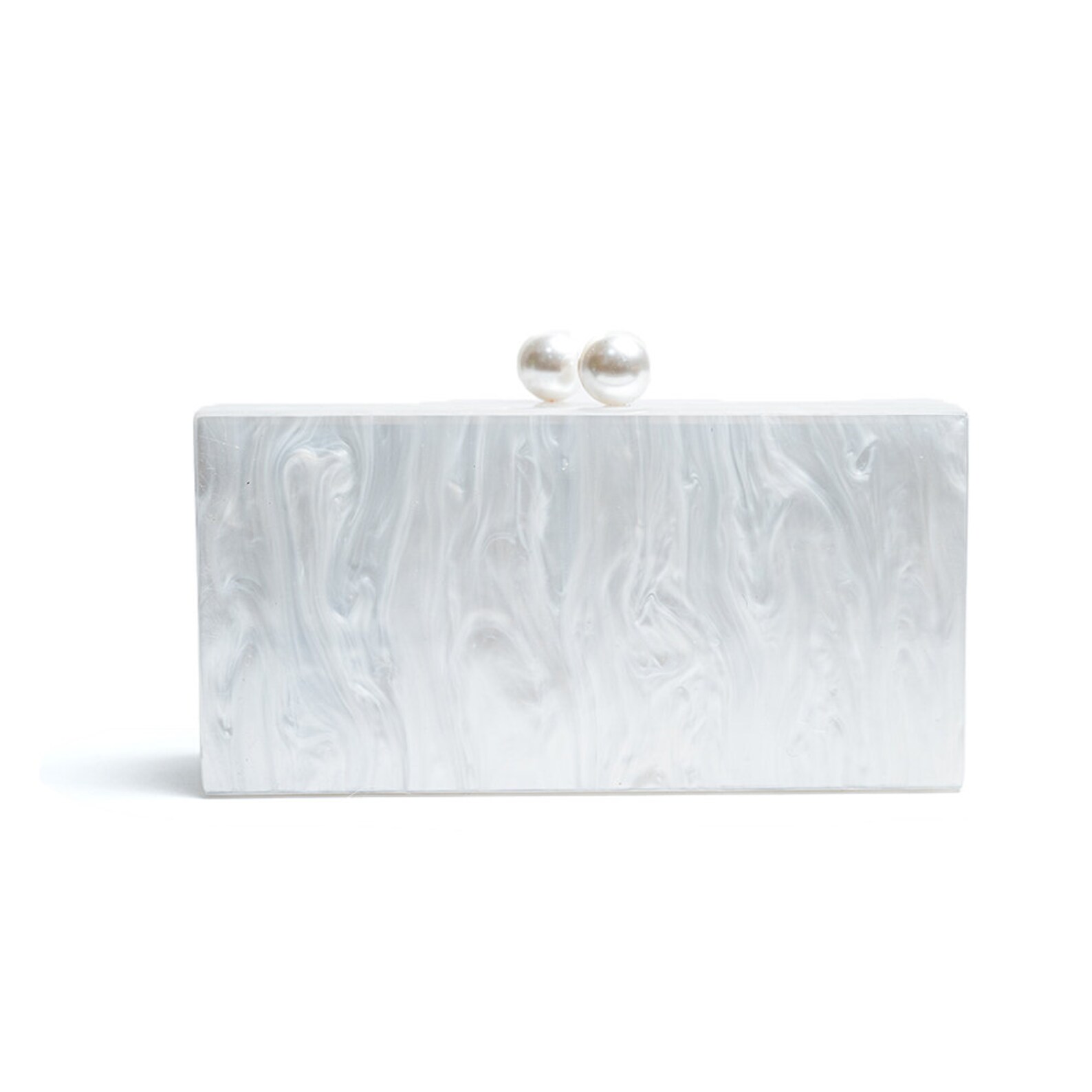 White Pearl Acrylic Box Clutch With Pearls Handbags Women Etsy